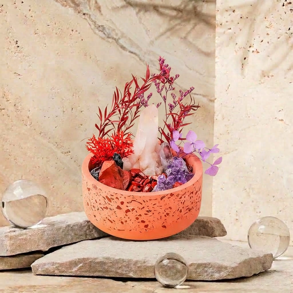 Red Jasper Crystal Bowl | Grounding & Protection | Black Tourmaline