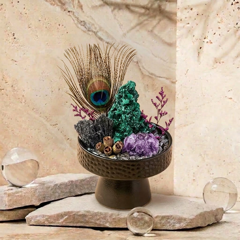 Malachite Transformation Bowl | Protection & Confidence | Amethyst