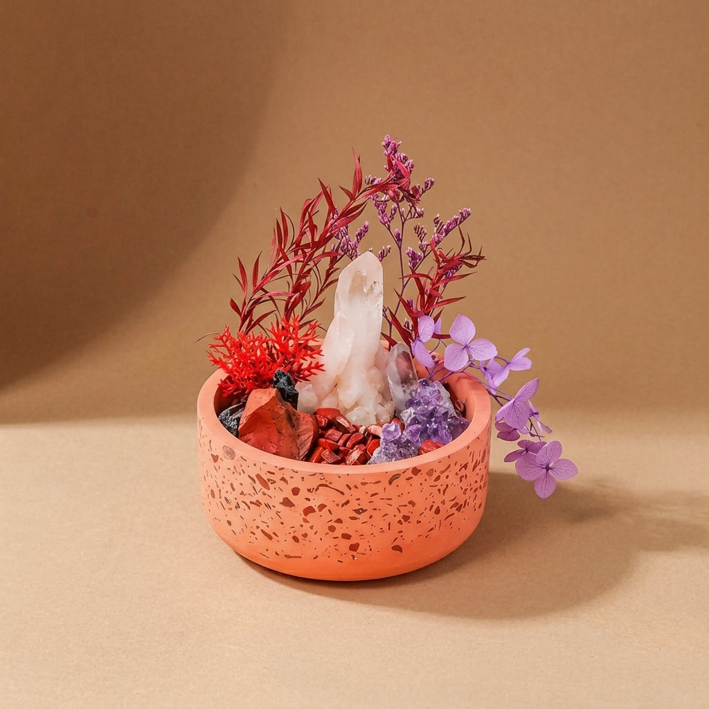 Red Jasper Crystal Bowl | Grounding & Protection | Black Tourmaline