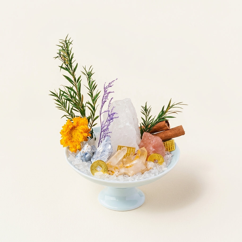 Clear Quartz Crystal Bowl | Clarity & Renewal | Pink Salt & Kyanite
