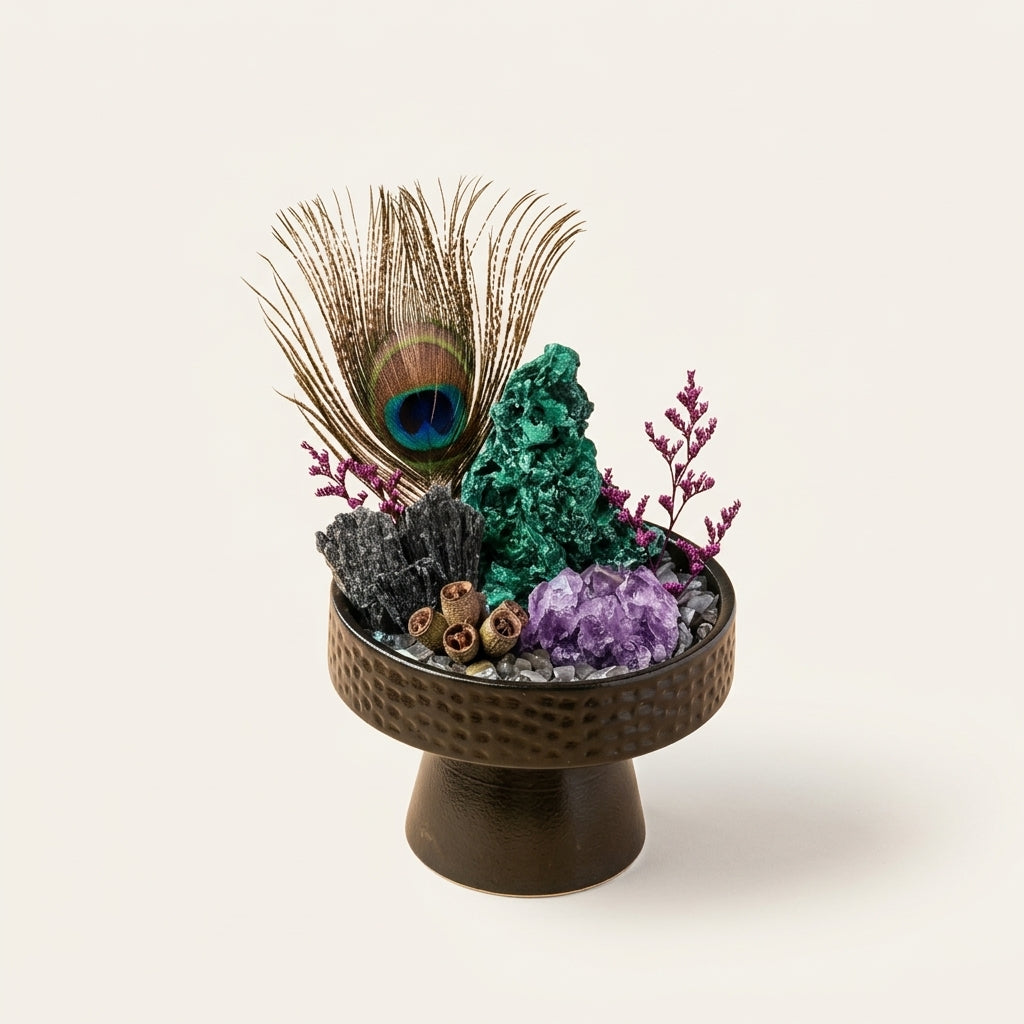 Malachite Transformation Bowl | Protection & Confidence | Amethyst