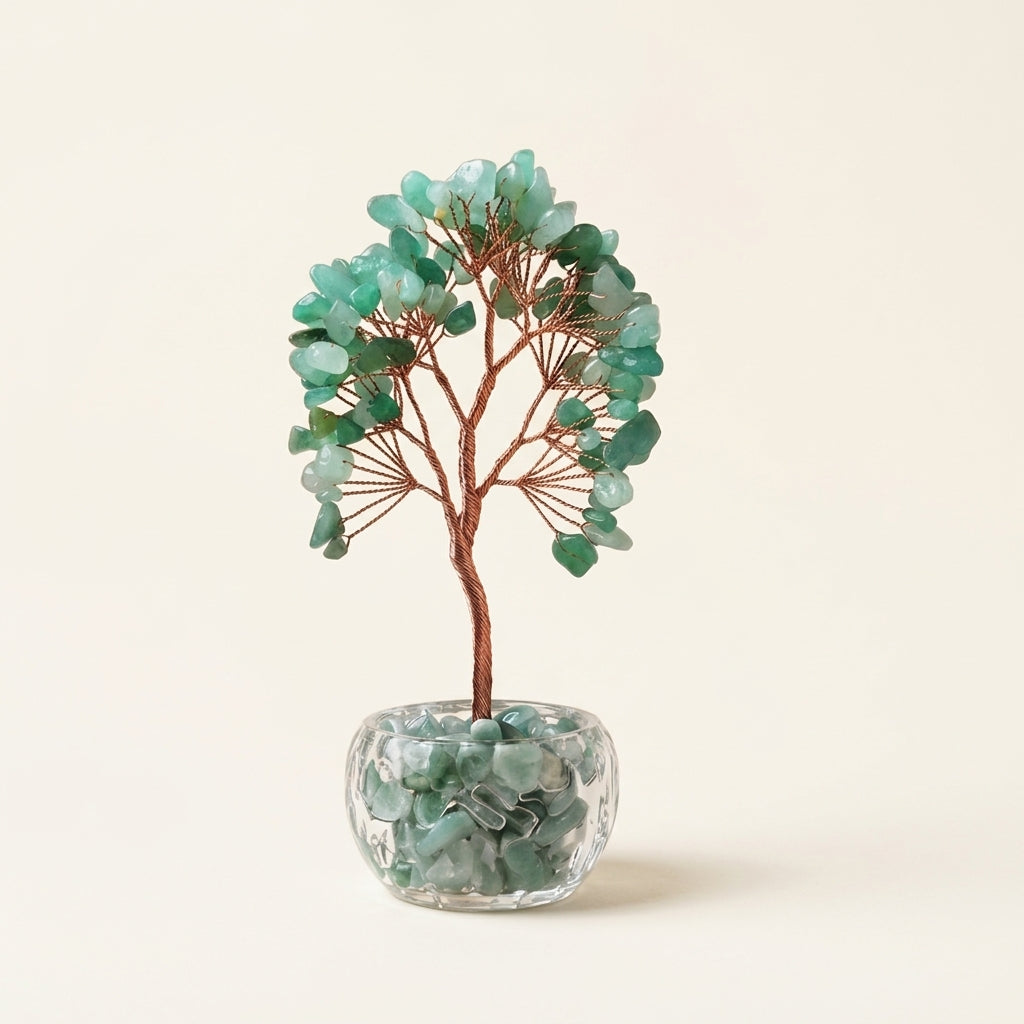 Natural Green Aventurine Crystal Tree with Crystal Base | Heart Chakra