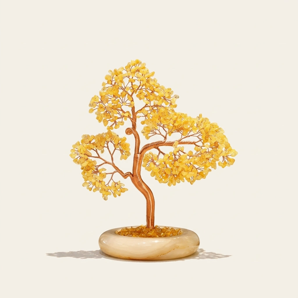 Large Natural Citrine Crystal Tree with Ceramic Base | Solar Plexus Chakra