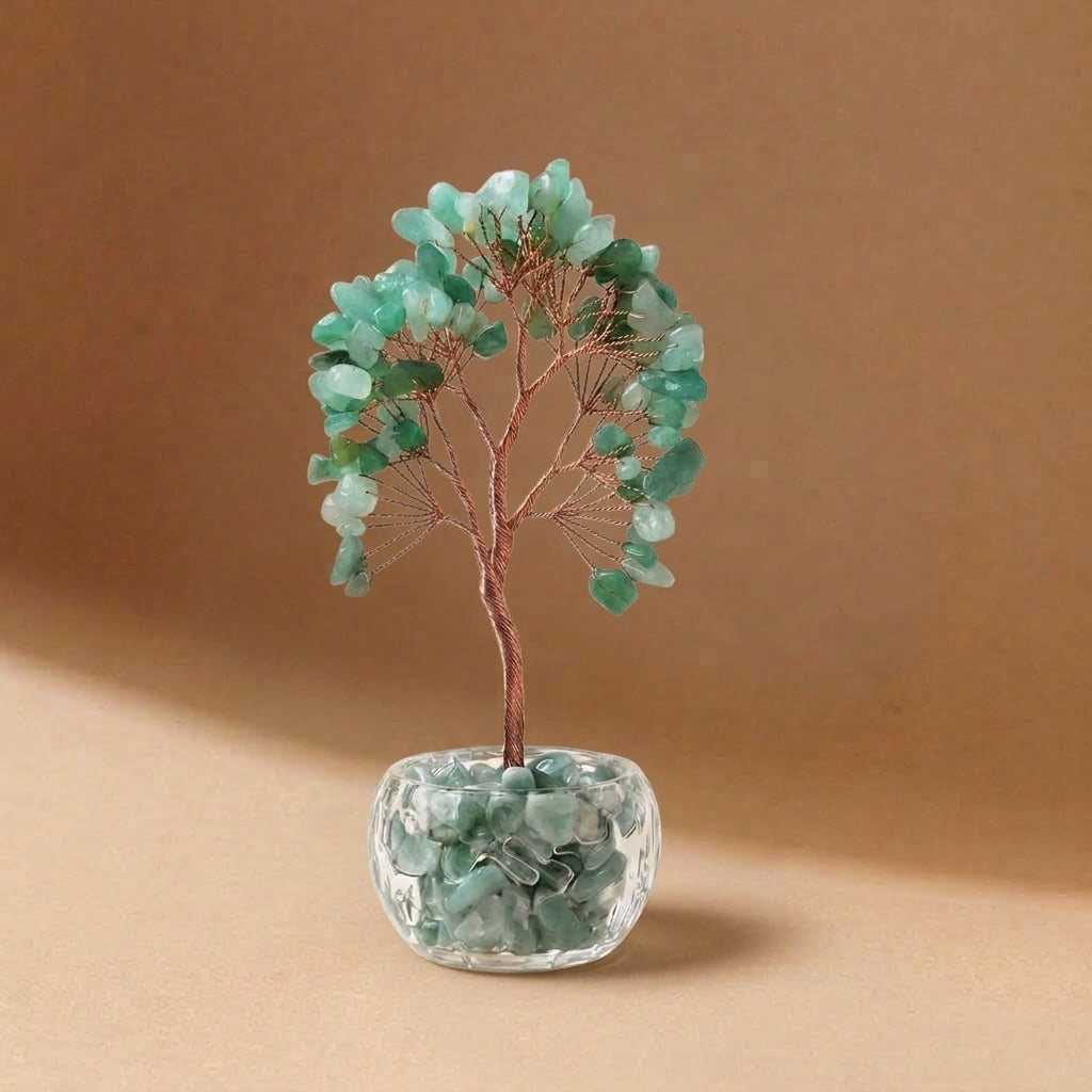 Natural Green Aventurine Crystal Tree with Crystal Base | Heart Chakra