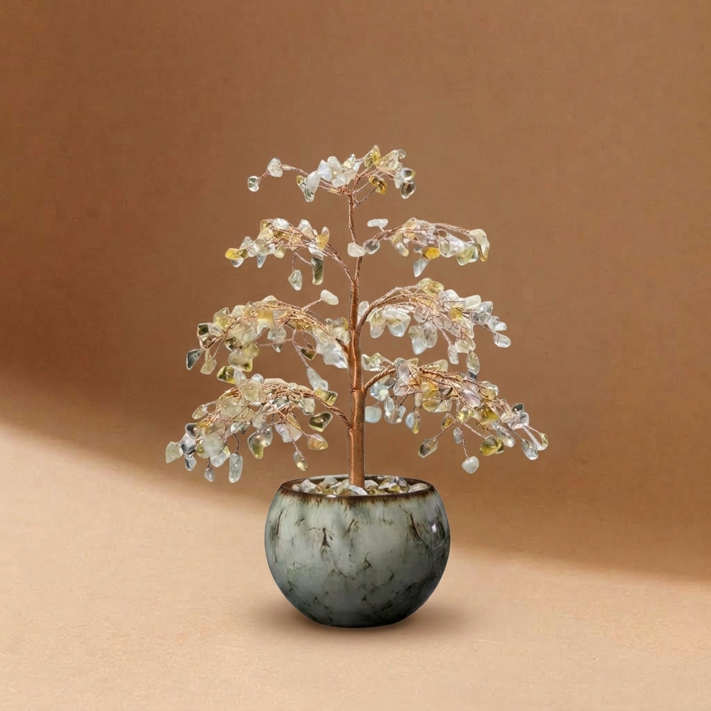 Natural Citrine Crystal Tree with Ceramic Base | Solar Plexus Chakra