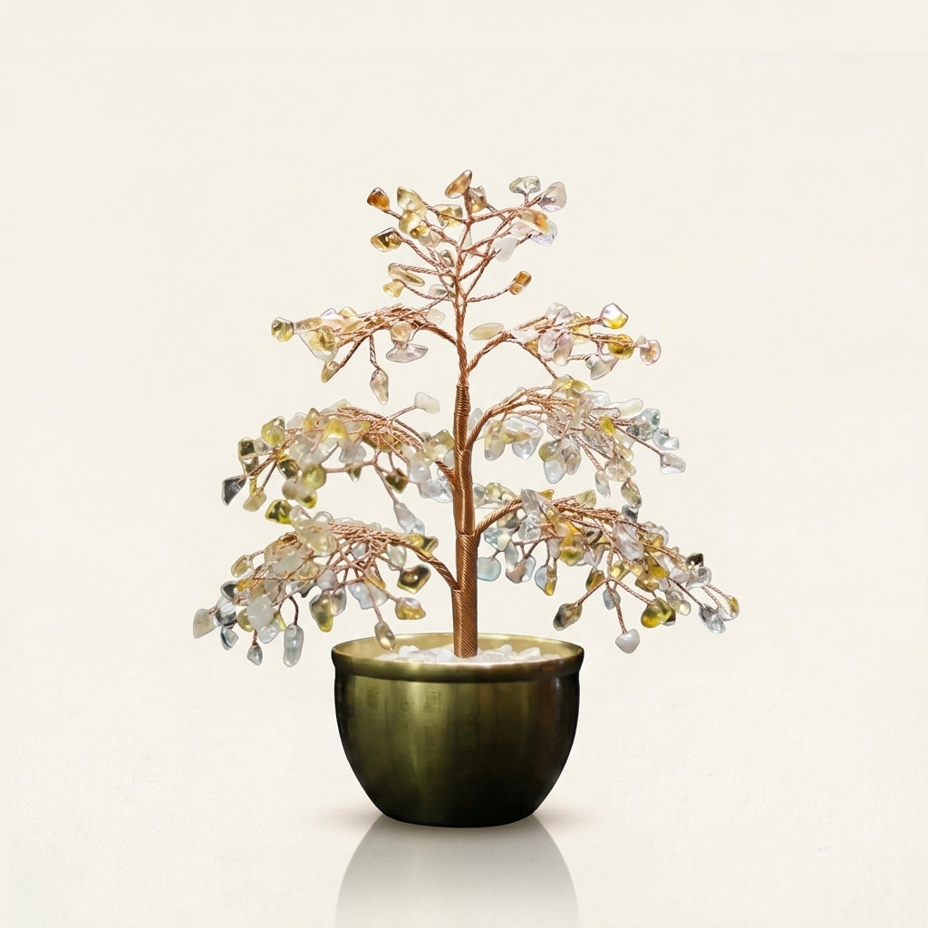 Natural Citrine Crystal Tree with Brass Base | Solar Plexus Chakra