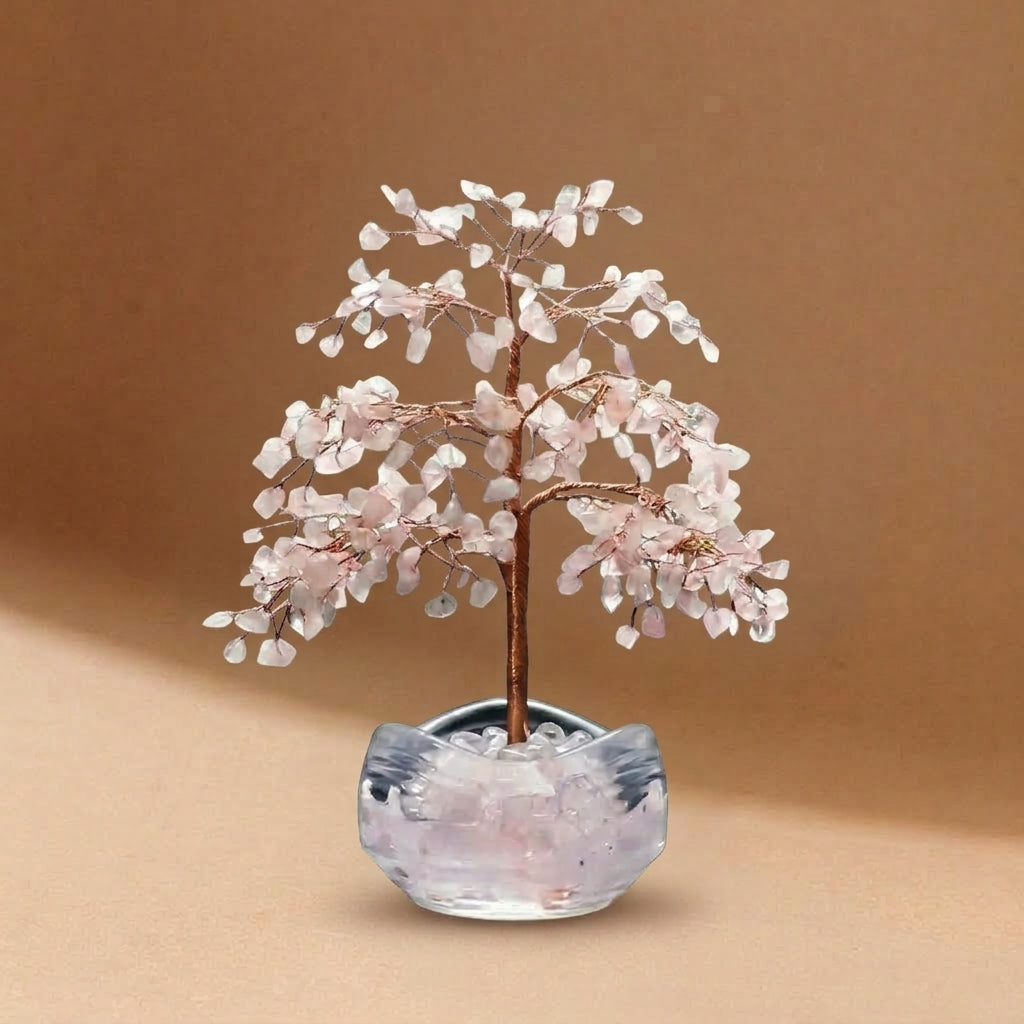Natural Rose Quartz Crystal Tree 273 Stones with Crystal Base | Heart Chakra