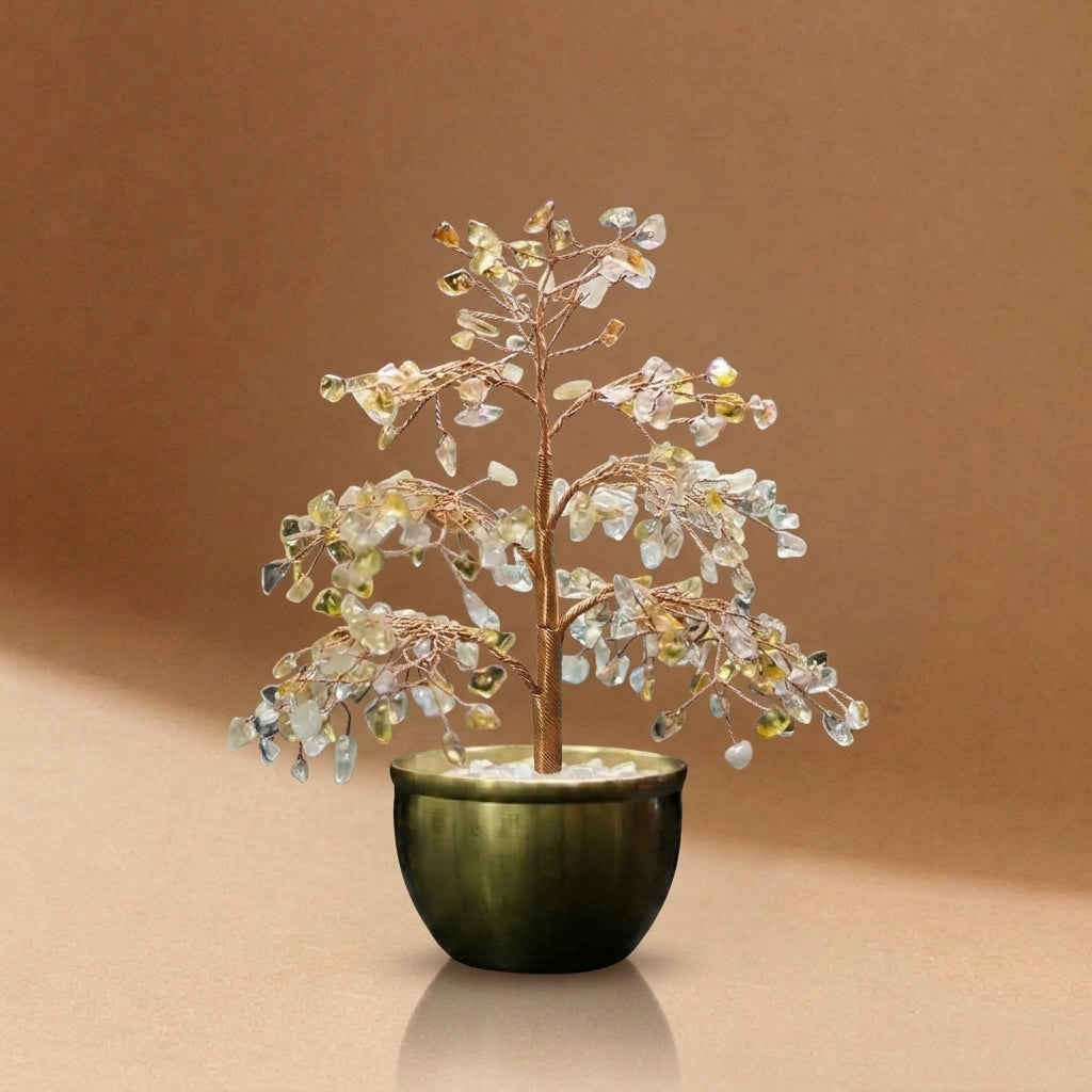 Natural Citrine Crystal Tree with Brass Base | Solar Plexus Chakra