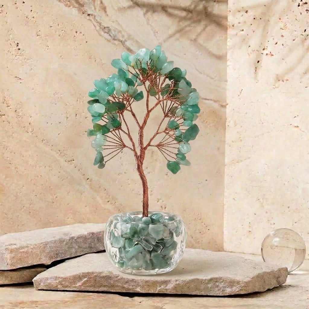 Natural Green Aventurine Crystal Tree with Crystal Base | Heart Chakra