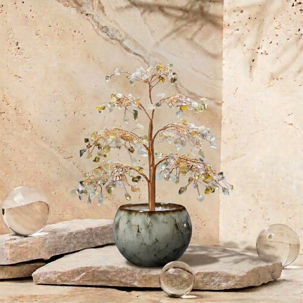 Natural Citrine Crystal Tree with Ceramic Base | Solar Plexus Chakra