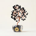 Natural Black Obsidian Crystal Tree with Lucky Coin | Root Chakra