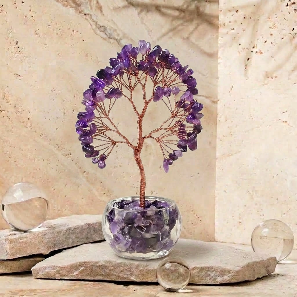 Small Natural Amethyst Crystal Tree with Crystal Base | Third Eye Chakra