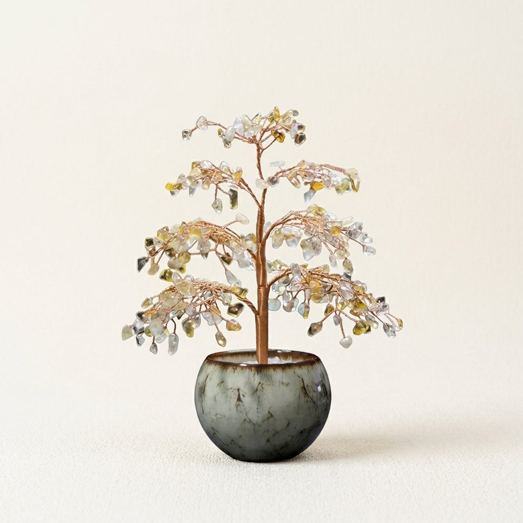 Natural Citrine Crystal Tree with Ceramic Base | Solar Plexus Chakra