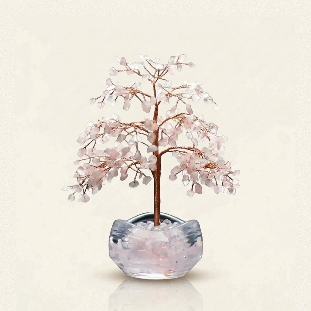 Natural Rose Quartz Crystal Tree 273 Stones with Crystal Base | Heart Chakra