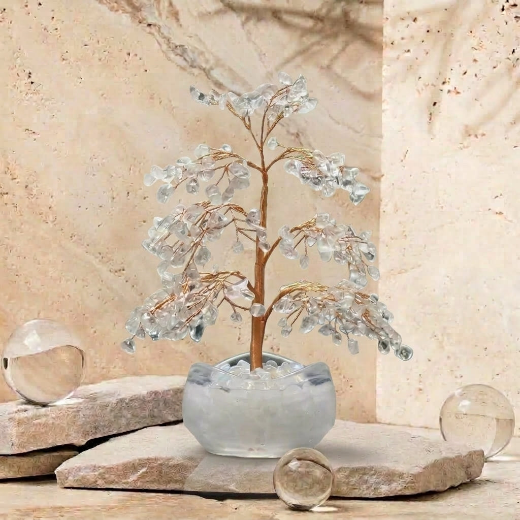 Natural Clear Quartz Crystal Tree with Crystal Base | Crown Chakra