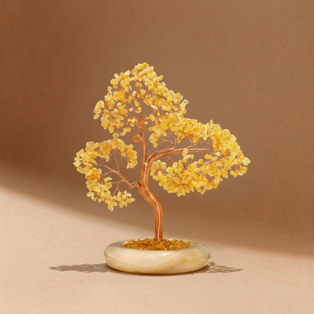 Large Natural Citrine Crystal Tree with Ceramic Base | Solar Plexus Chakra