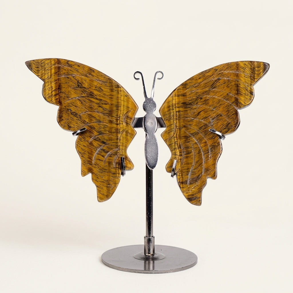 Tiger's Eye Butterfly Sculpture | Cut from Raw Crystal