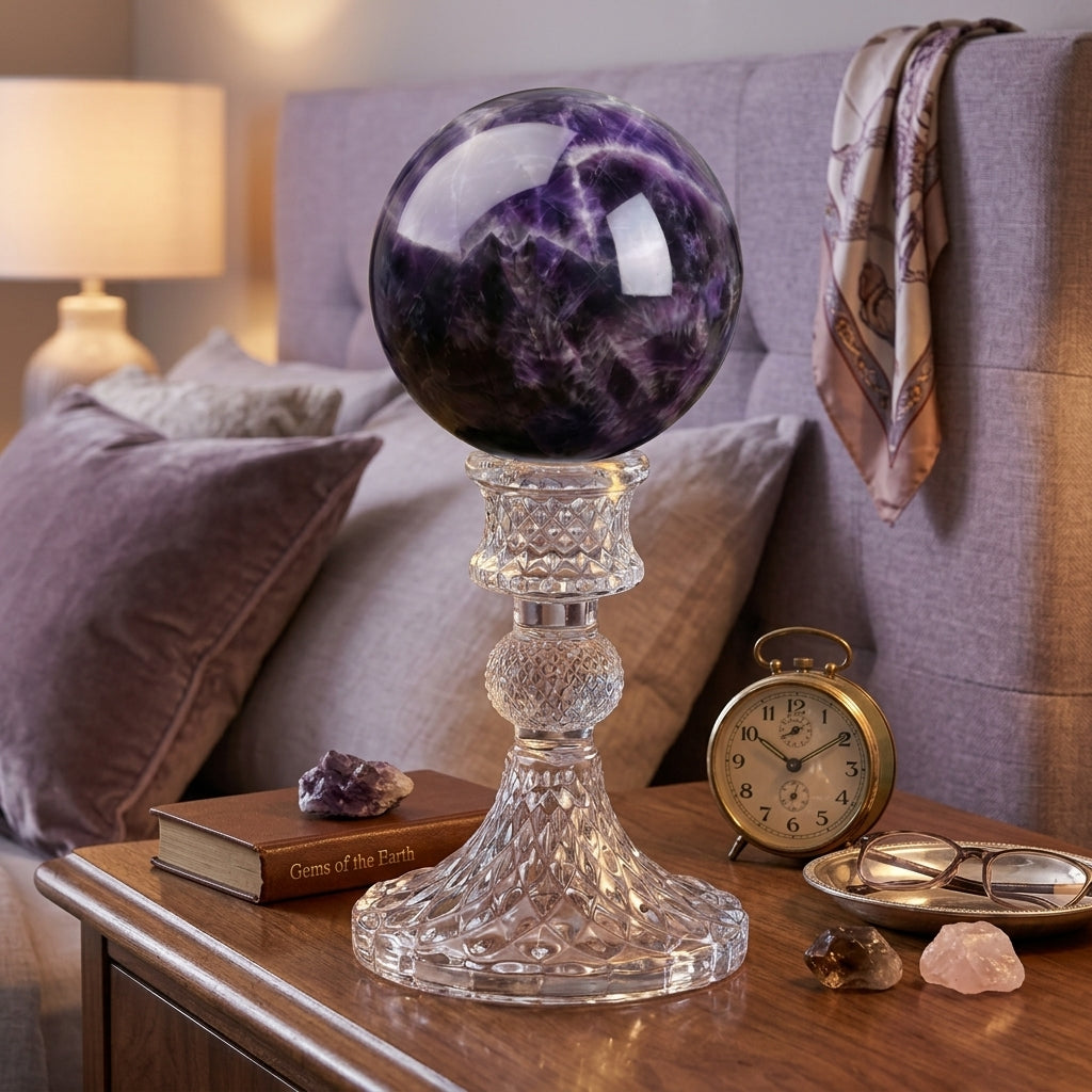 Brazilian Amethyst Crystal Ball 8cm | Crystal Stand | Third Eye Chakra
