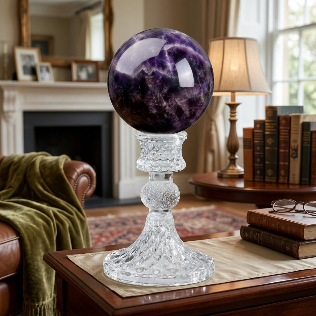 Brazilian Amethyst Crystal Ball 8cm | Crystal Stand | Third Eye Chakra