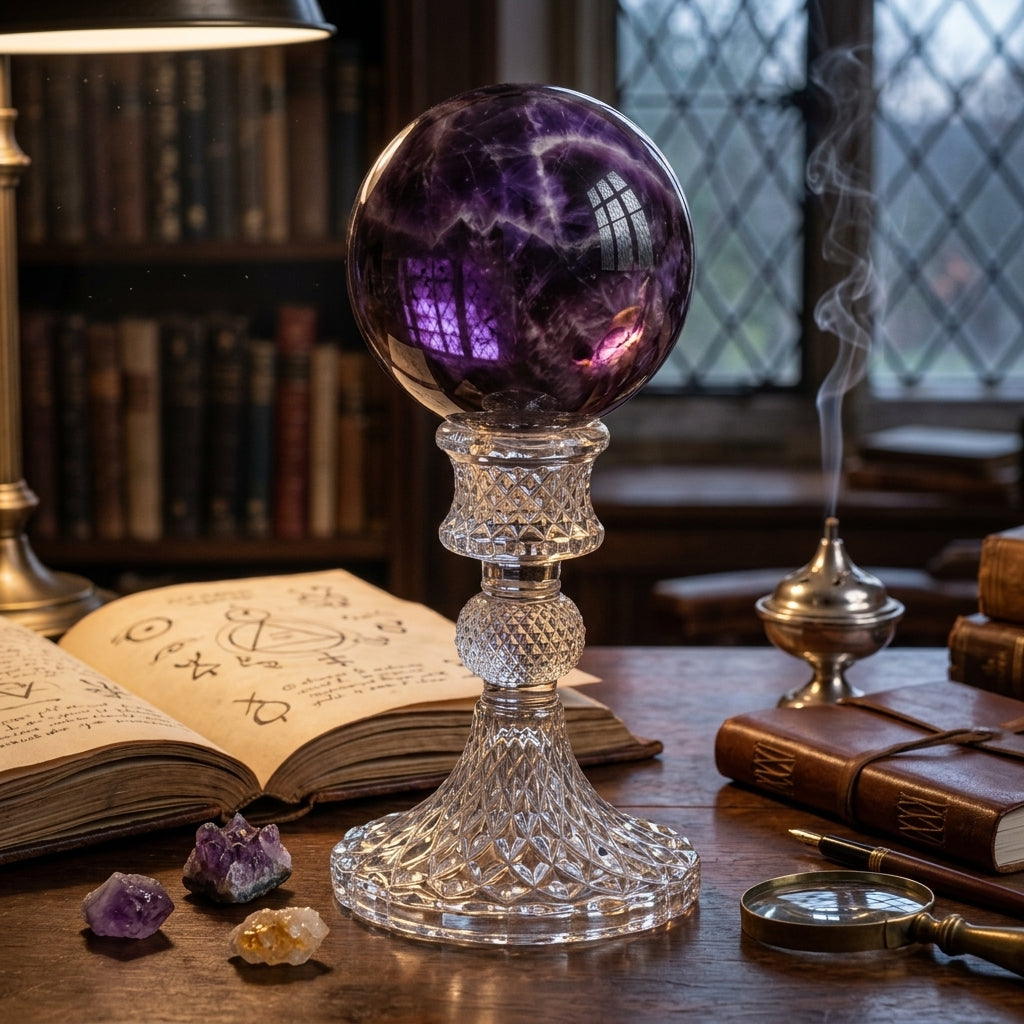 Brazilian Amethyst Crystal Ball 8cm | Crystal Stand | Third Eye Chakra