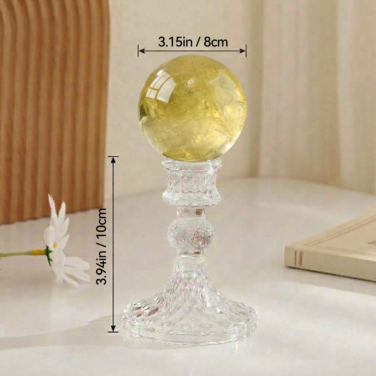 Natural Citrine Crystal Ball 8cm with Crystal Stand | Solar Plexus