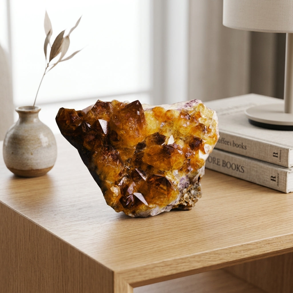 Natural Citrine Cluster | Raw Crystal Home Decor