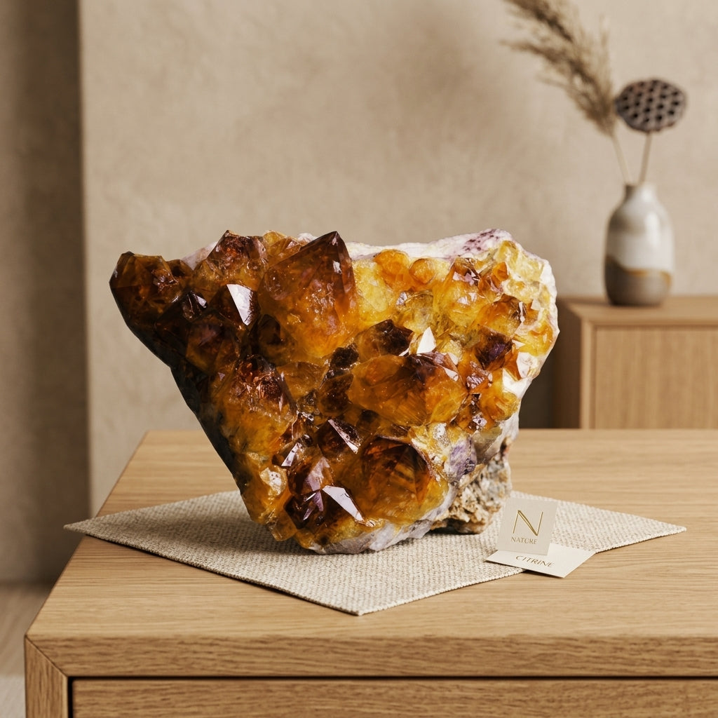 Natural Citrine Cluster | Raw Crystal Home Decor