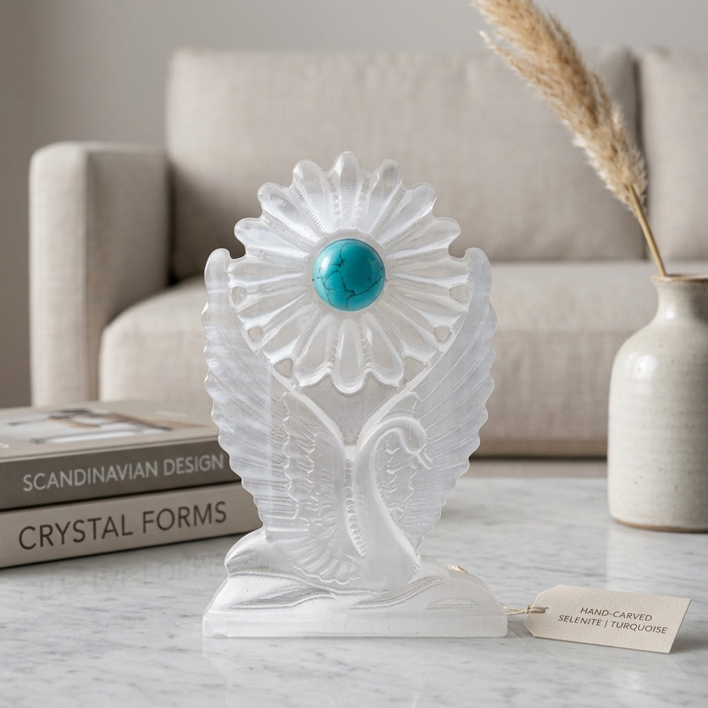 Carved Crystal Swan Ornament | Random Color | Home Decor