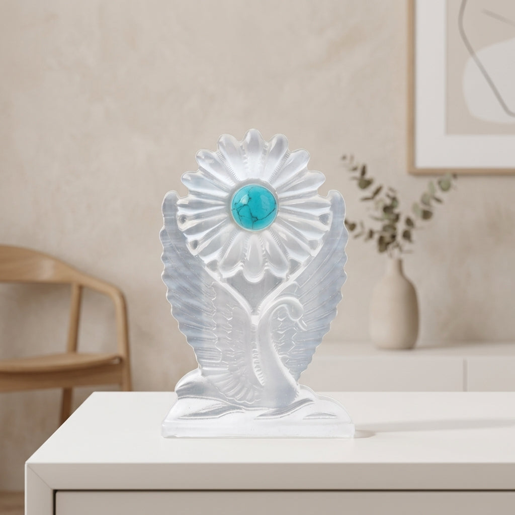 Carved Crystal Swan Ornament | Random Color | Home Decor