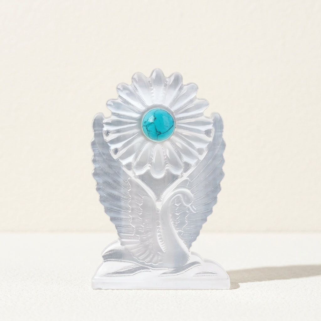 Carved Crystal Swan Ornament | Random Color | Home Decor