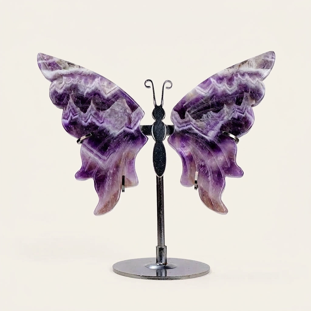 Dream Amethyst Butterfly Sculpture | Cut from Raw Crystal