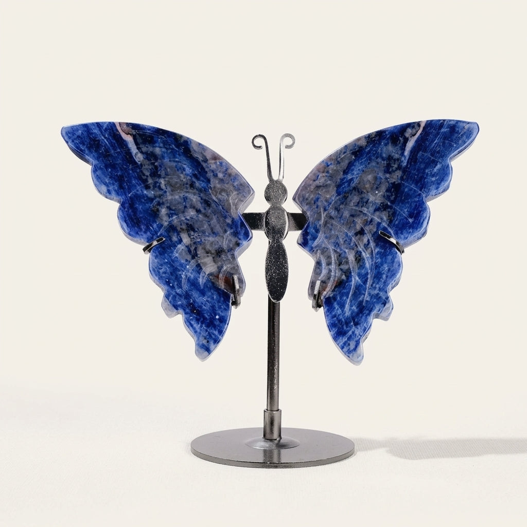 Blue Spot Jasper Butterfly Sculpture | Cut from Raw Crystal