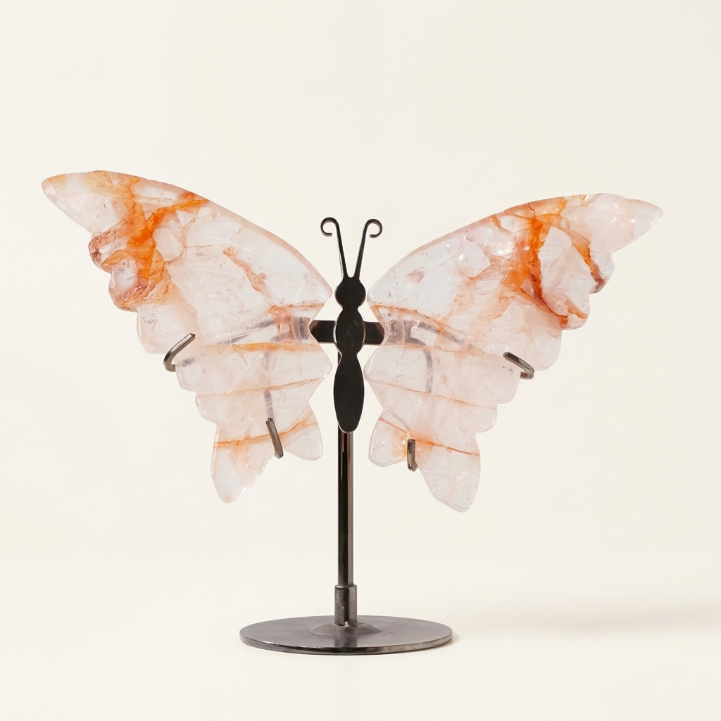 Red Hematoid Quartz Butterfly Sculpture | Cut from Raw Crystal