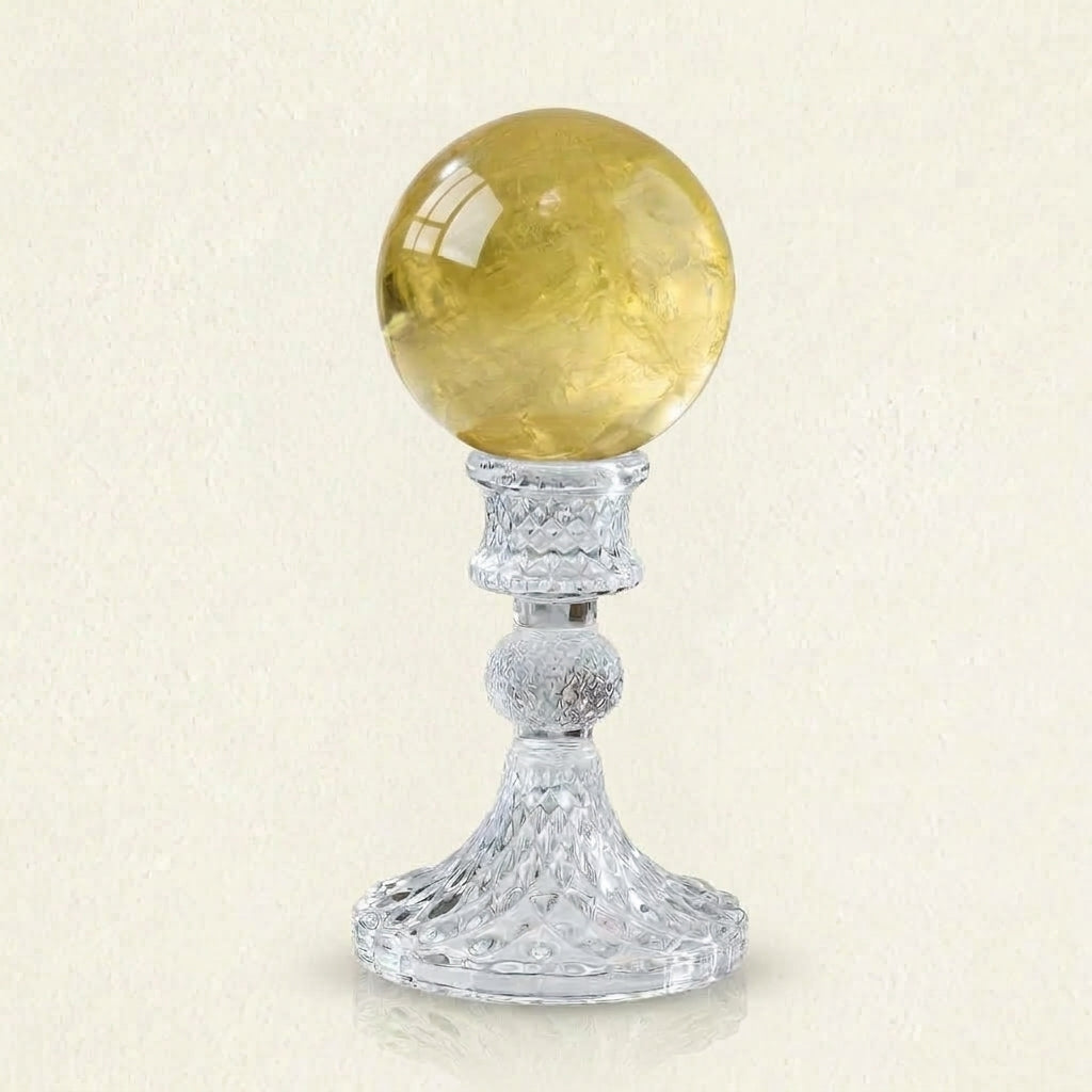 Natural Citrine Crystal Ball 8cm with Crystal Stand | Solar Plexus
