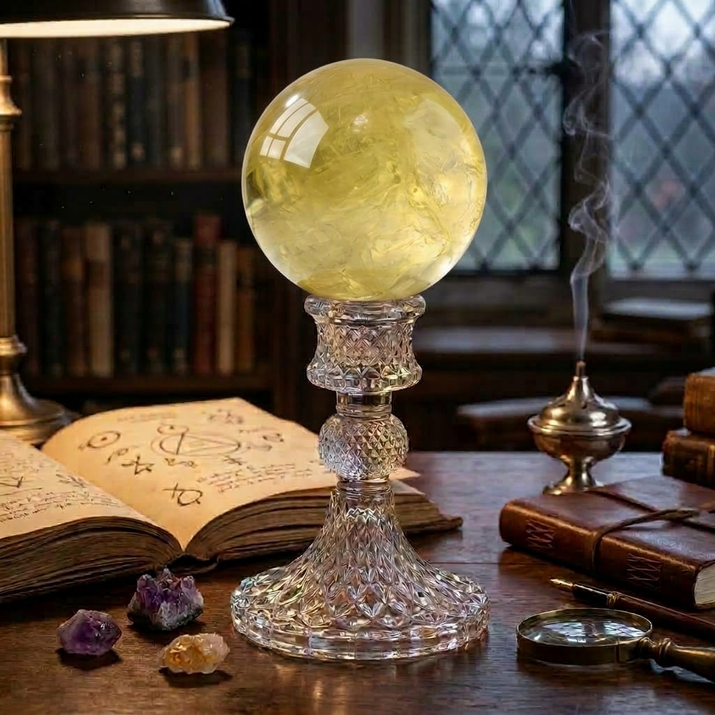 Natural Citrine Crystal Ball 8cm with Crystal Stand | Solar Plexus