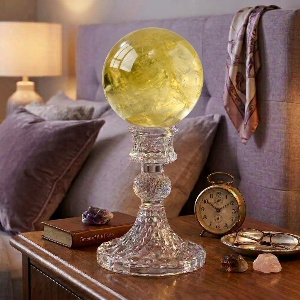 Natural Citrine Crystal Ball 8cm with Crystal Stand | Solar Plexus