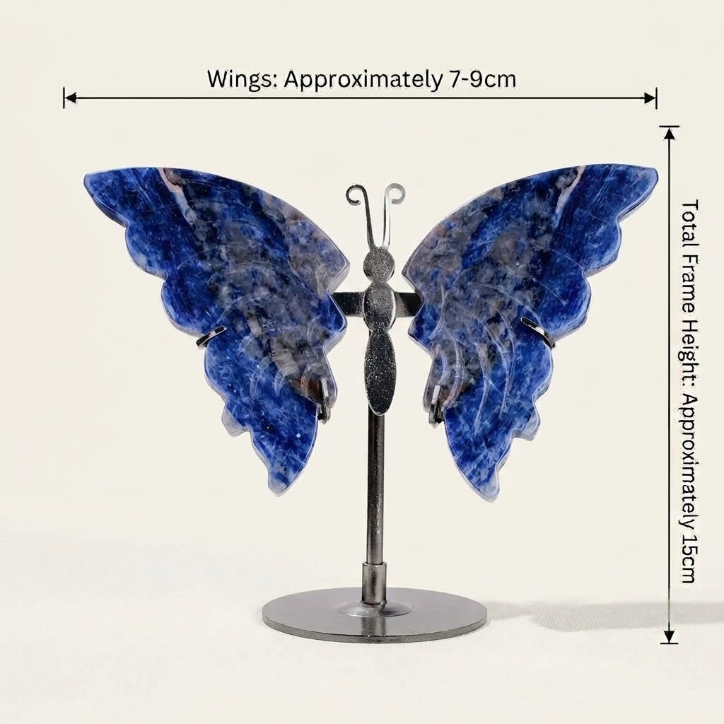 Blue Spot Jasper Butterfly Sculpture | Cut from Raw Crystal