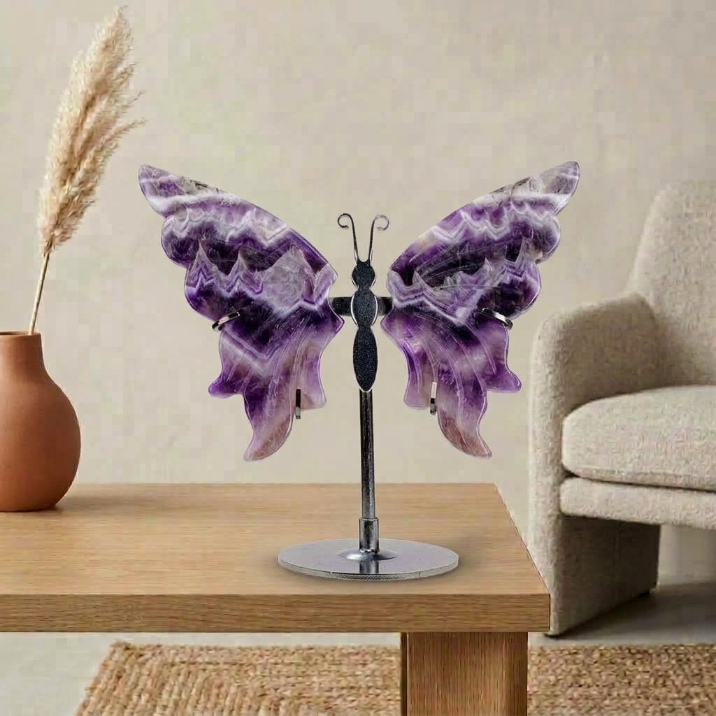 Dream Amethyst Butterfly Sculpture | Cut from Raw Crystal