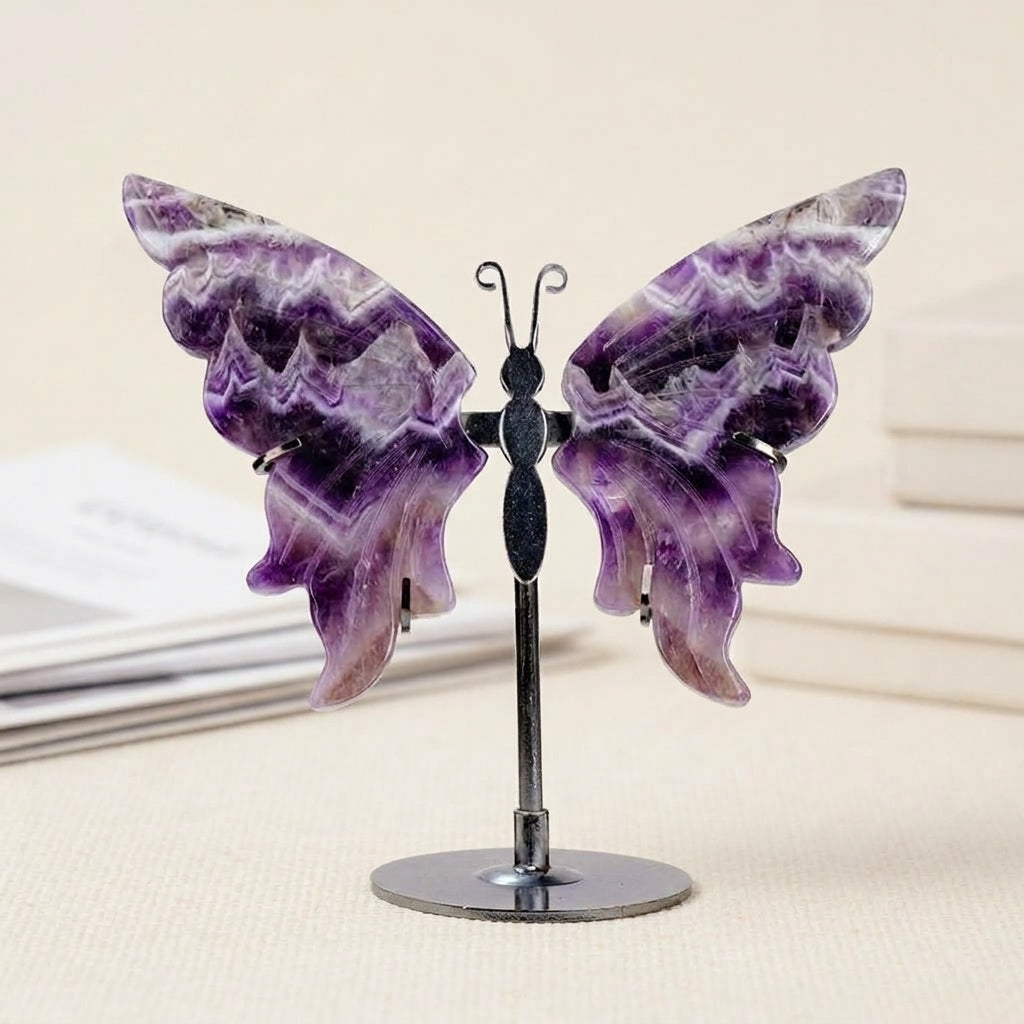 Dream Amethyst Butterfly Sculpture | Cut from Raw Crystal