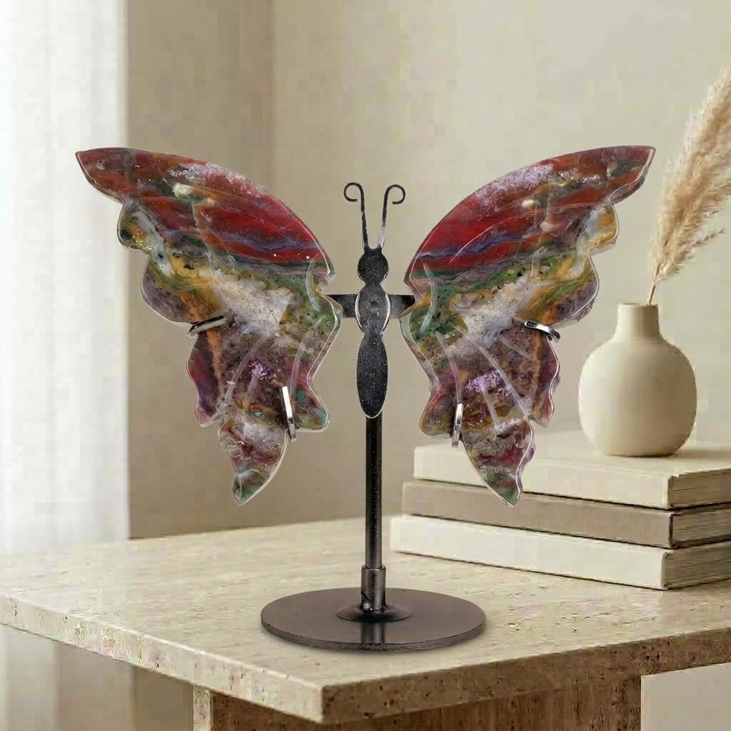 Ocean Jasper Butterfly Sculpture | Cut from Raw Crystal