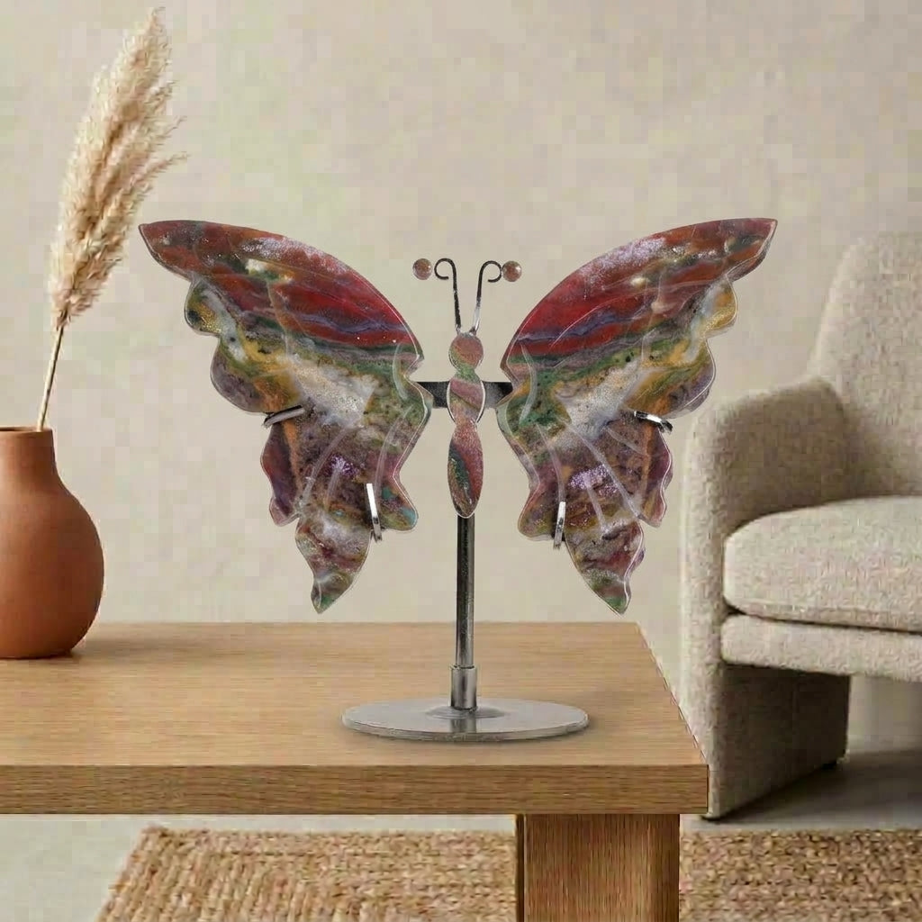 Ocean Jasper Butterfly Sculpture | Cut from Raw Crystal