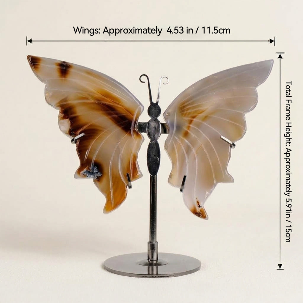 Natural Agate Butterfly Sculpture | Cut from Raw Crystal