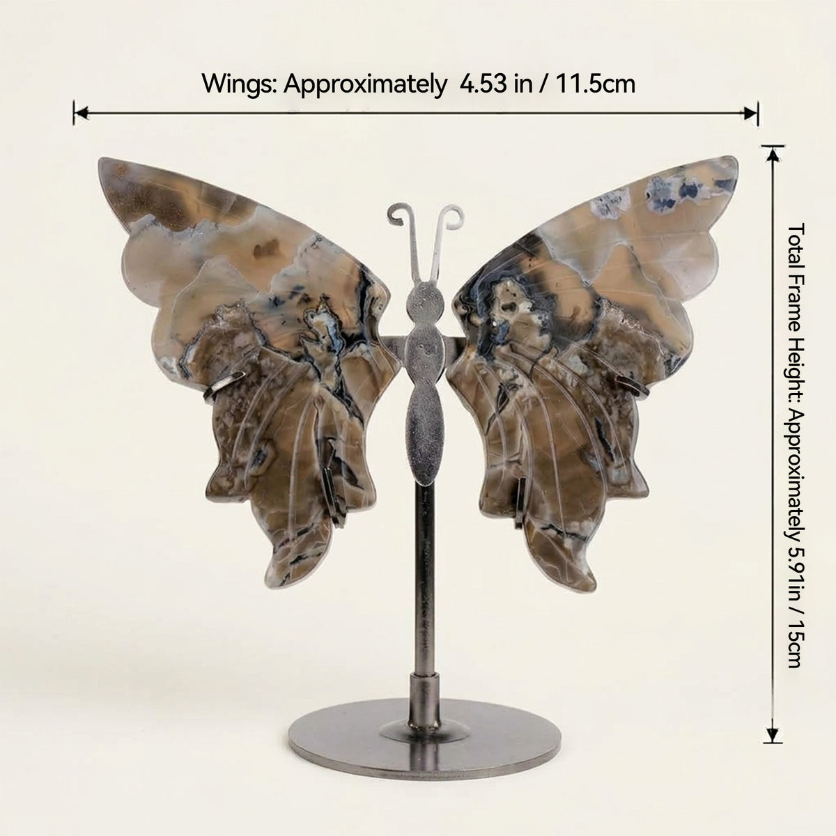 Volcanic Agate Butterfly Sculpture | Cut from Raw Crystal