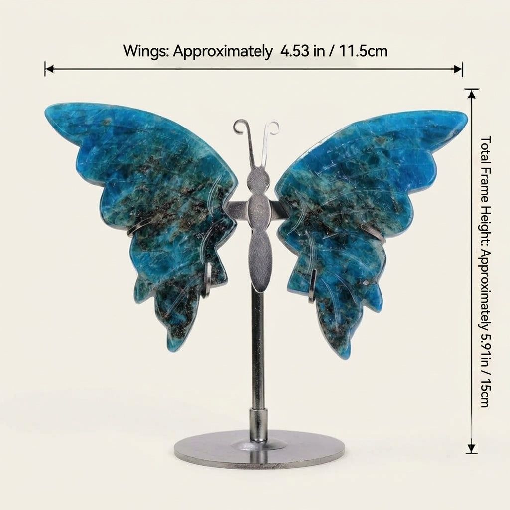 Blue Apatite Butterfly Sculpture | Cut from Raw Crystal