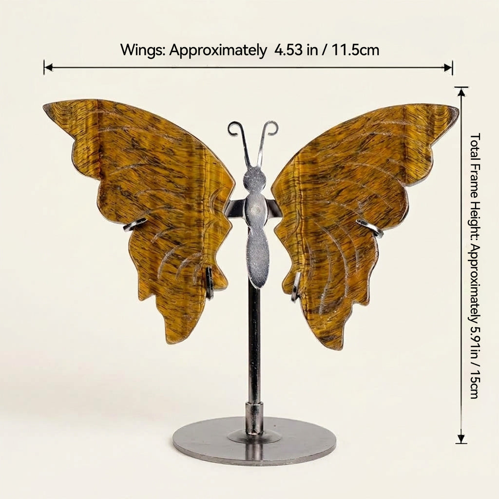 Tiger's Eye Butterfly Sculpture | Cut from Raw Crystal