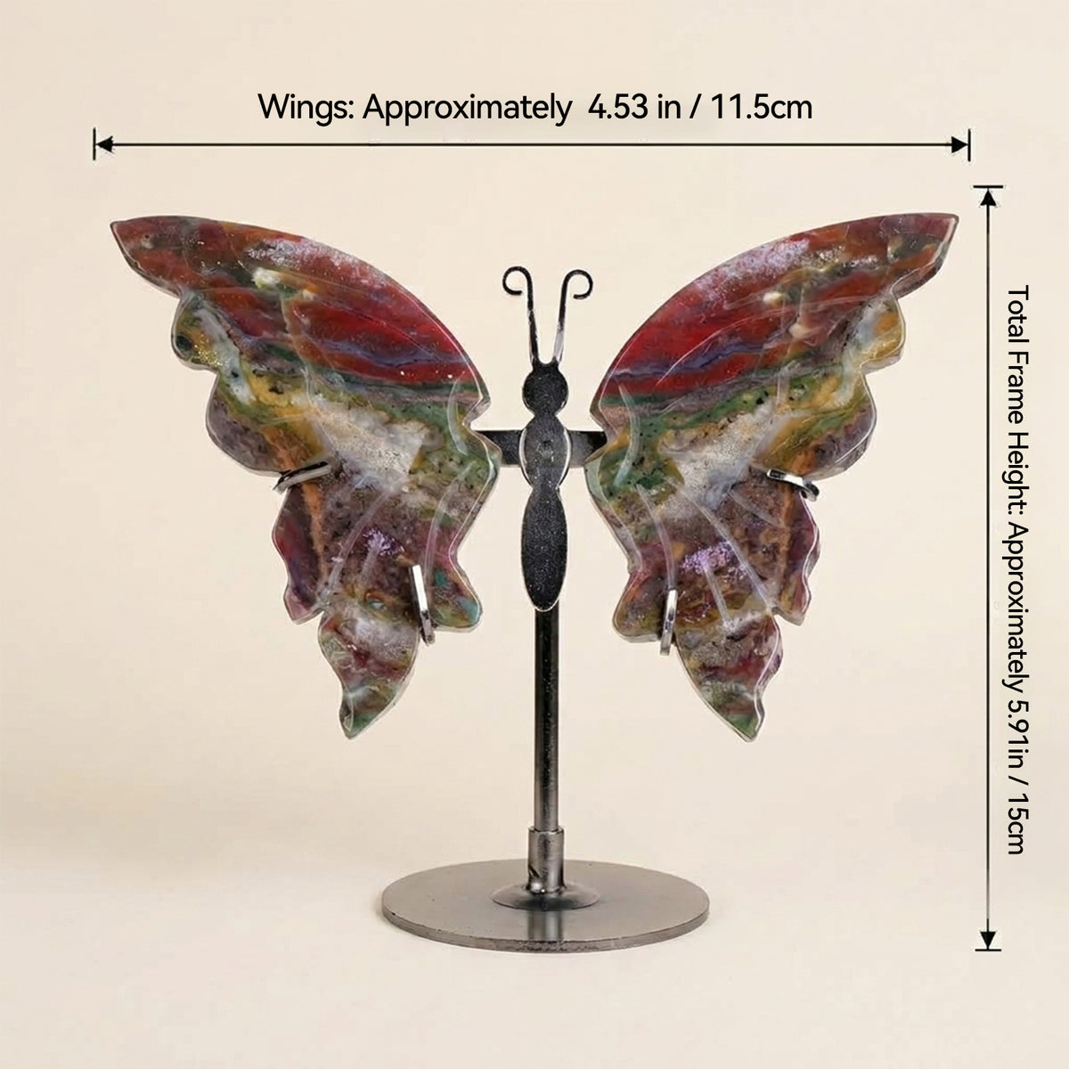 Ocean Jasper Butterfly Sculpture | Cut from Raw Crystal