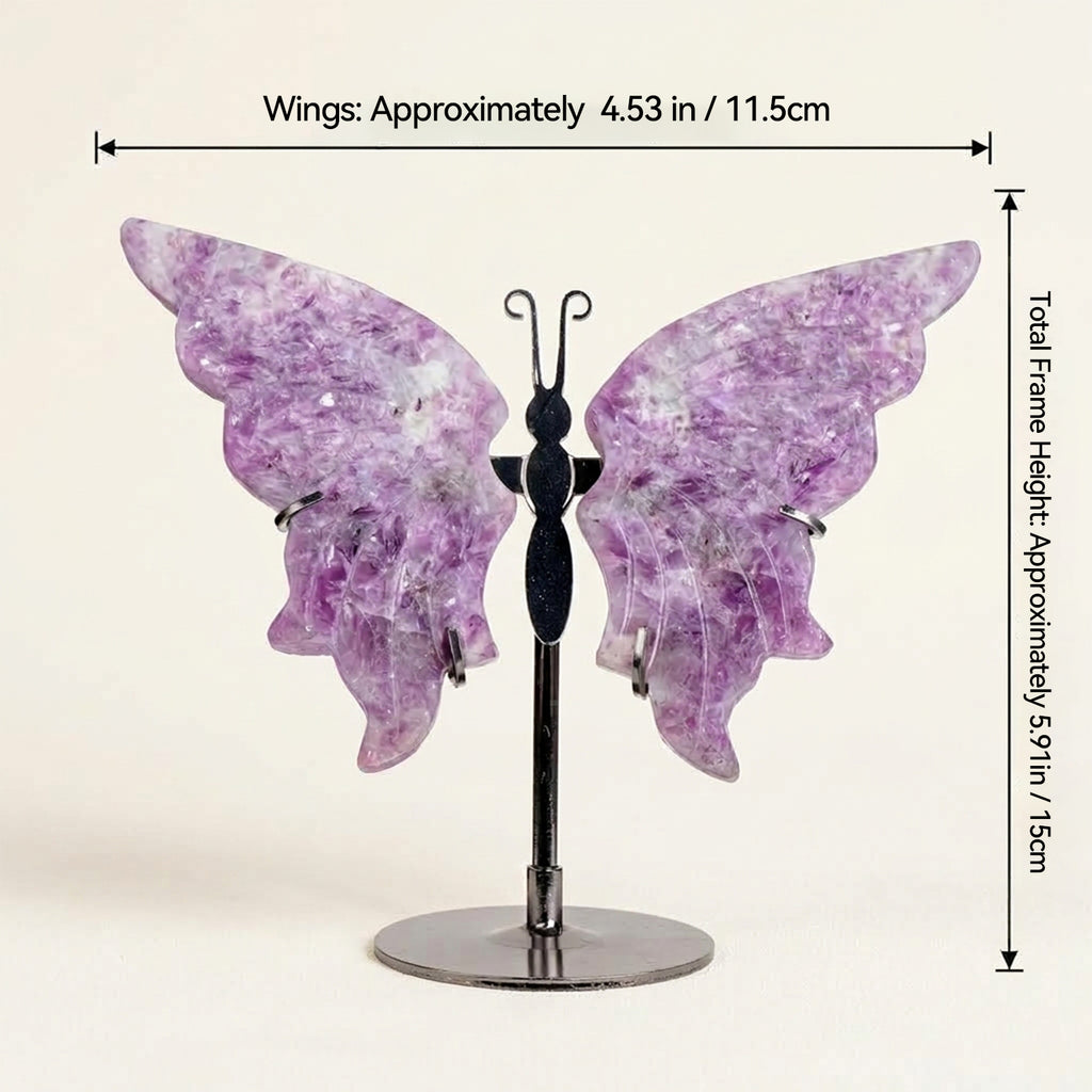 Lepidolite Butterfly Sculpture | Cut from Raw Crystal
