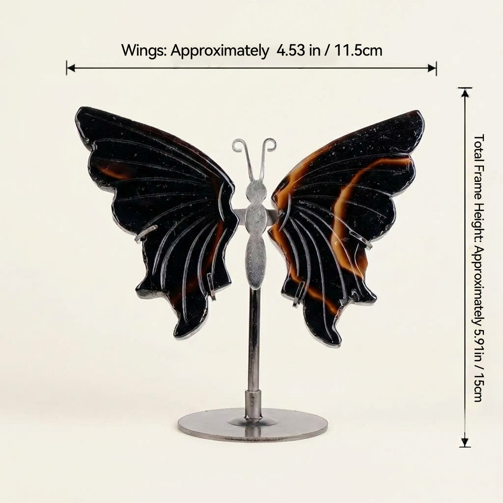 Black Agate Butterfly Sculpture | Cut from Raw Crystal