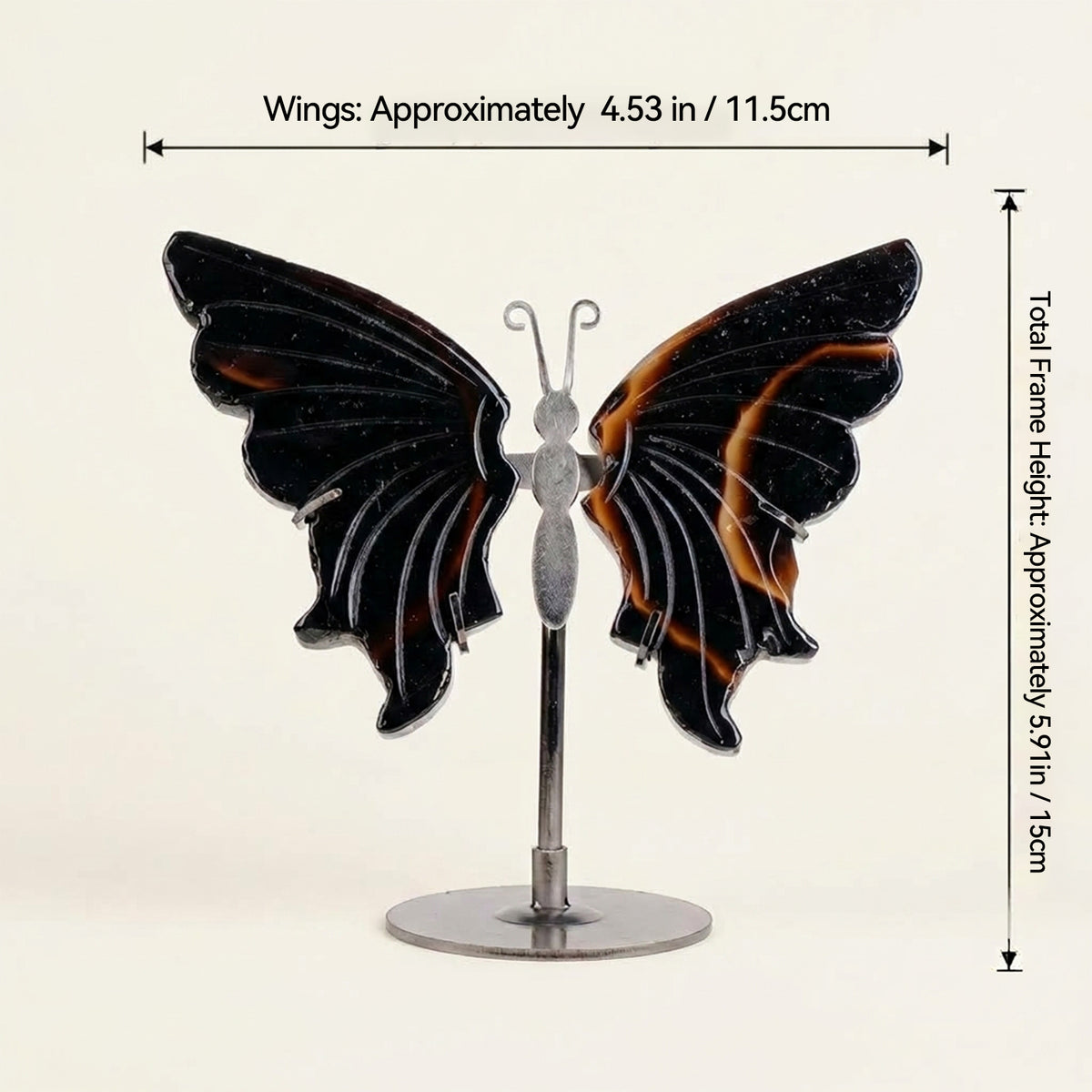 Black Agate Butterfly Sculpture | Cut from Raw Crystal