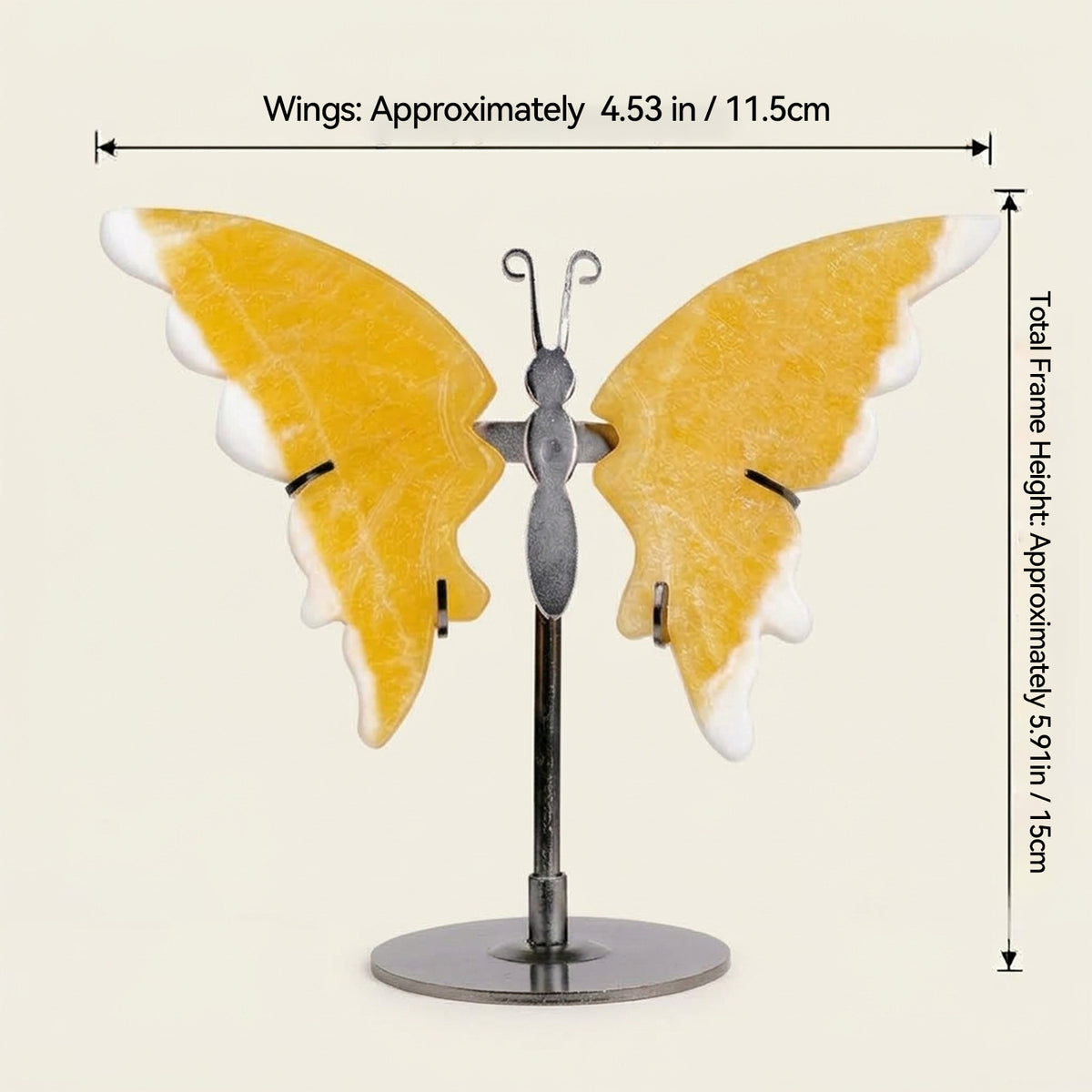 Yellow Calcite Butterfly Sculpture | Cut from Raw Crystal
